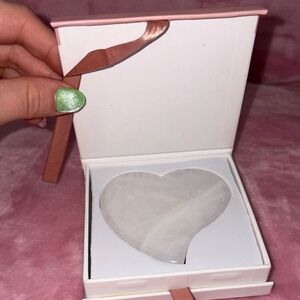 Jenny Patinkin Joyful Heart Genuine White Jade Gua Sha Stone NWT